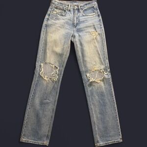 American Eagle distressed straight leg jeans size 0